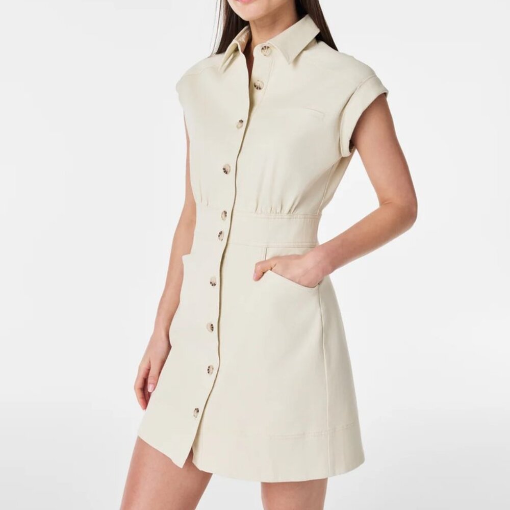 SPANX $178 Stretch Twill Utility Dress Eggshell Sz 1X NWT!